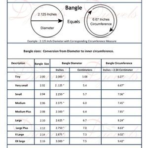 Bracelet Diameter Chart